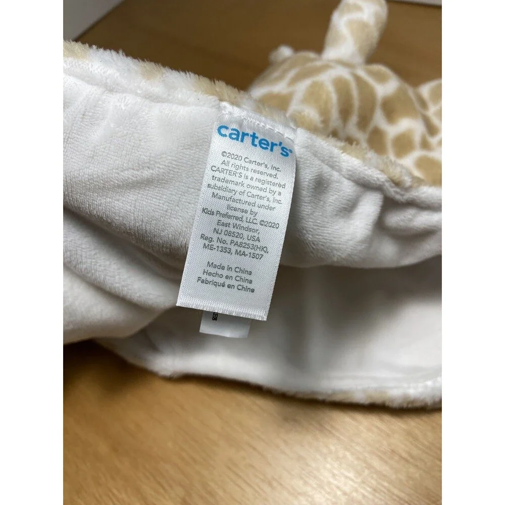 Carters  Securty Blankie Lovey Giraffe Spotted Child of Mine w Pacifier Holder